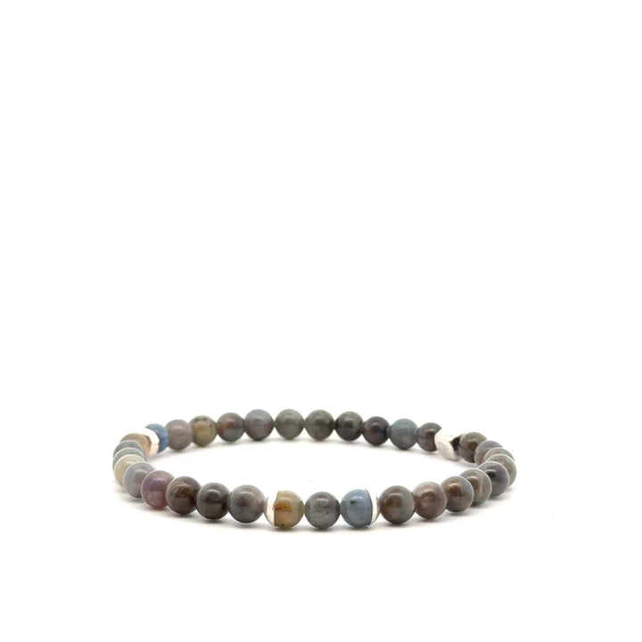 P-76 Mens Natural Sapphire Beaded Bracelet - 1/4 inch width - Valentshop Jewelry