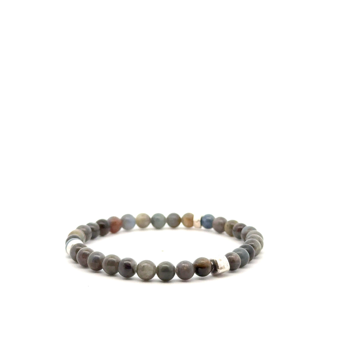 P-76 Mens Natural Sapphire Beaded Bracelet - 1/4 inch width - Valentshop Jewelry