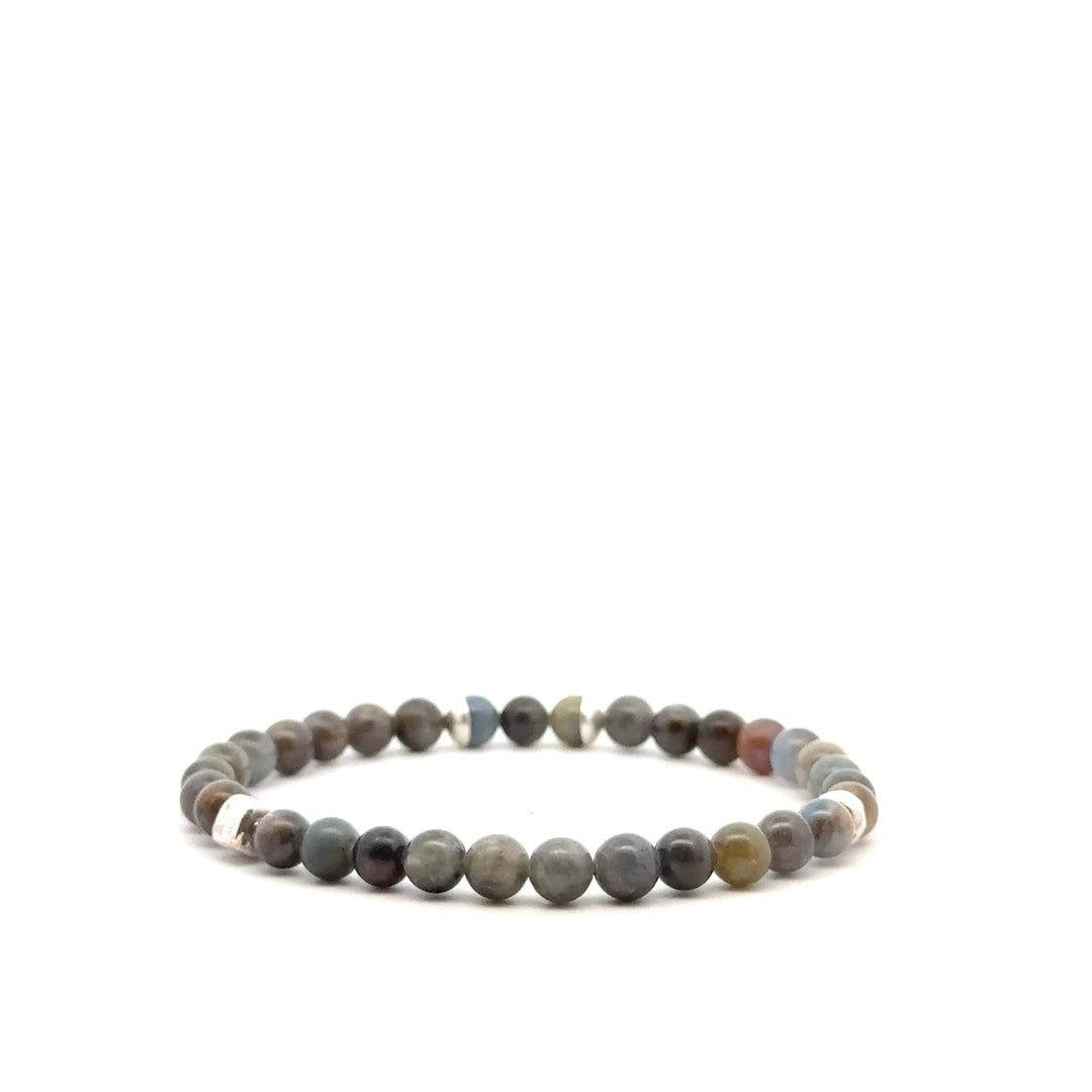 P-76 Mens Natural Sapphire Beaded Bracelet - 1/4 inch width - Valentshop Jewelry