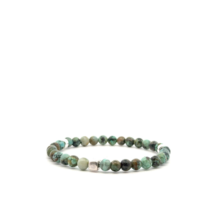 P-76 Mens Natural African Turquoise Beaded Bracelet - 1/4 inch width - Valentshop Jewelry