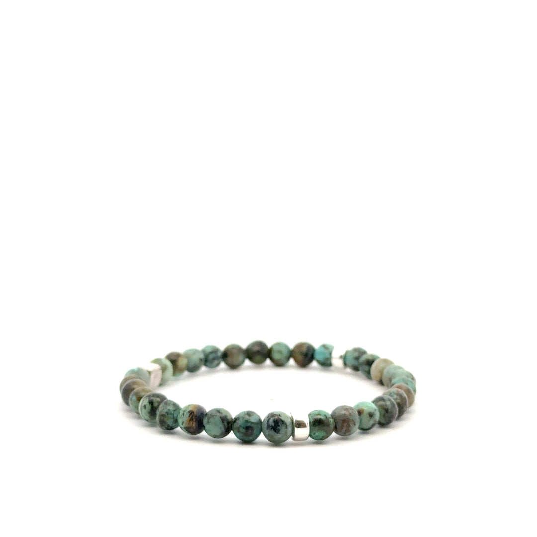 P-76 Mens Natural African Turquoise Beaded Bracelet - 1/4 inch width - Valentshop Jewelry