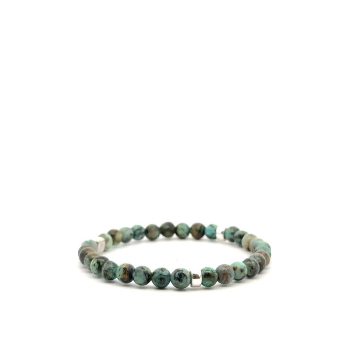 P-76 Mens Natural African Turquoise Beaded Bracelet - 1/4 inch width - Valentshop Jewelry