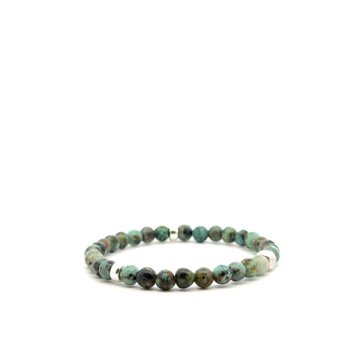 P-76 Mens Natural African Turquoise Beaded Bracelet - 1/4 inch width - Valentshop Jewelry