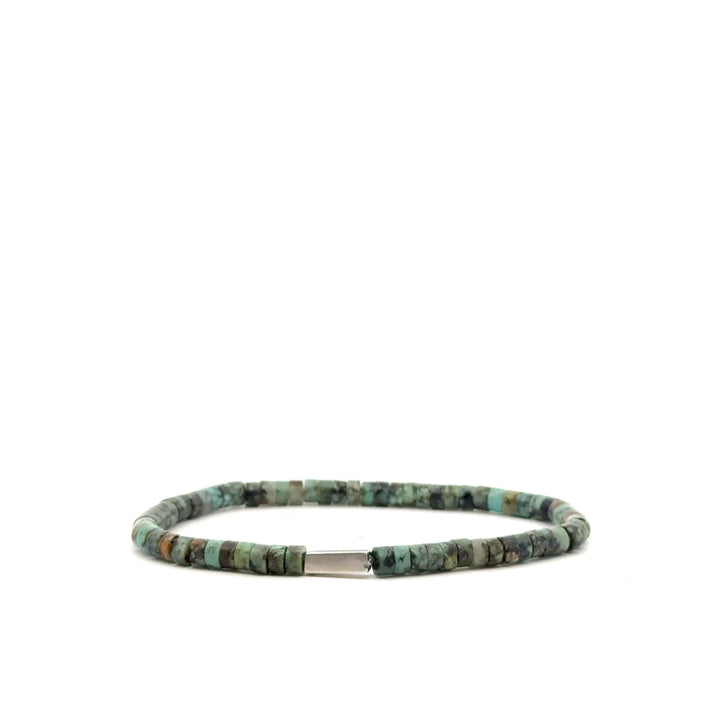 P-76 Mens Natural African Turquoise Disc Beaded Bracelet - Valentshop Jewelry