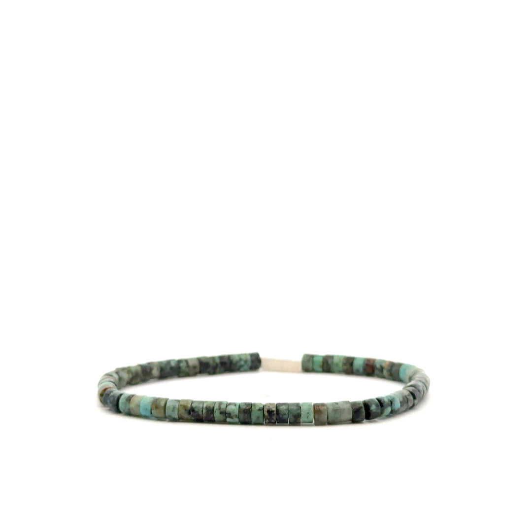 P-76 Mens Natural African Turquoise Disc Beaded Bracelet - Valentshop Jewelry