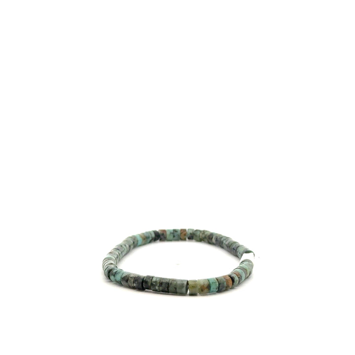 P-76 Mens Natural African Turquoise Disc Beaded Bracelet - Valentshop Jewelry