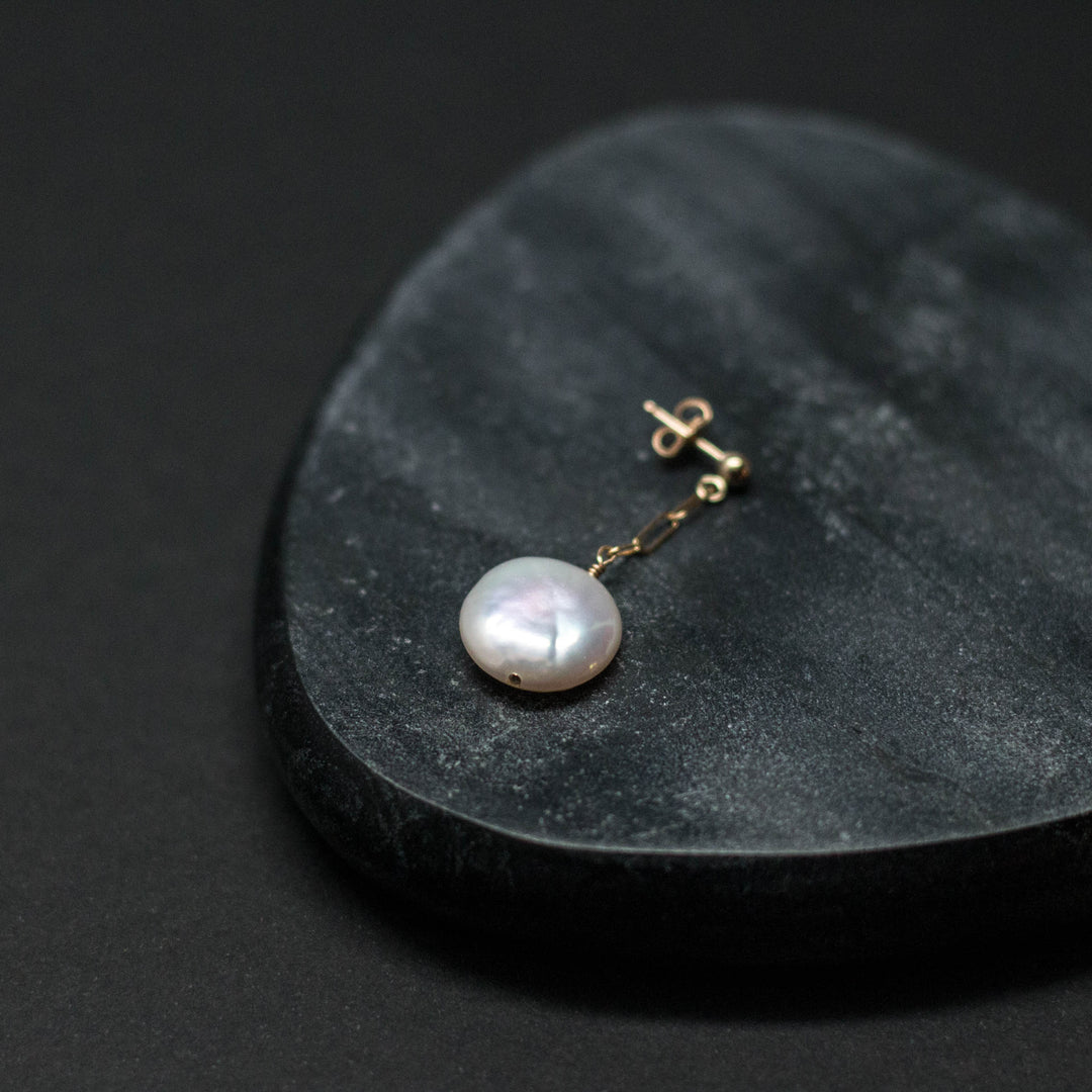 coin pearl post drop earrings - valentshop.com