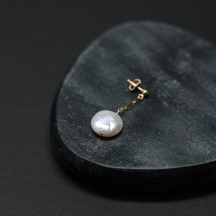coin pearl post drop earrings - valentshop.com