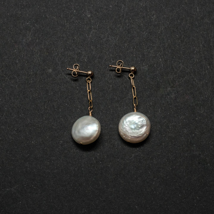 coin pearl post drop earrings - valentshop.com