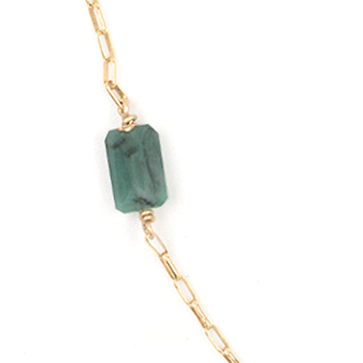 emerald 3-stone baguette necklace - Valentshop Jewelry