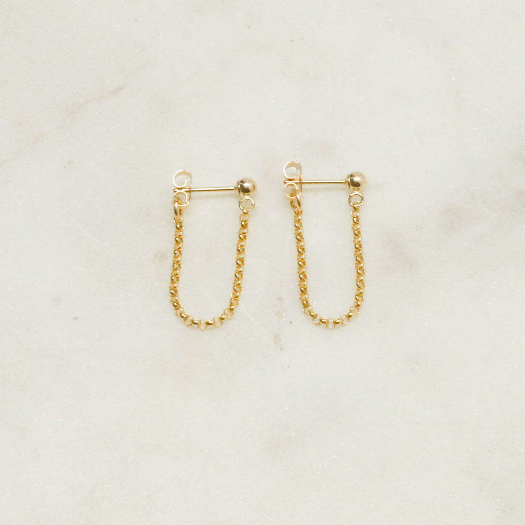 "front-to-back" chain earrings - round link - valentshop.com