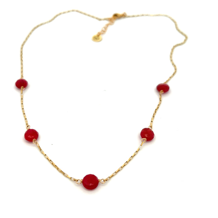 silk road - ruby faceted five-station necklace - valentshop.com