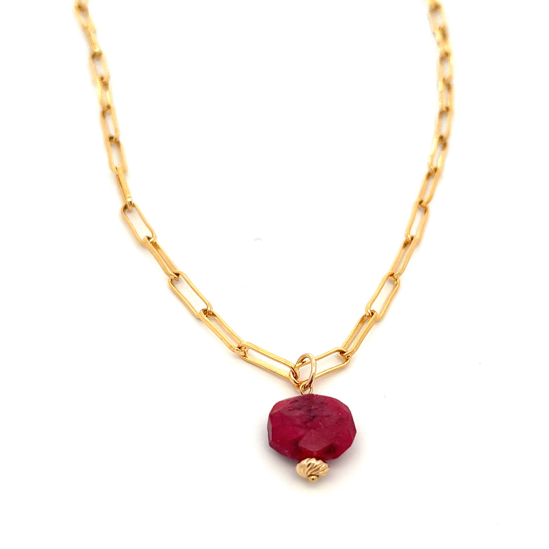 silk road - ruby barrel chain necklace - valentshop.com