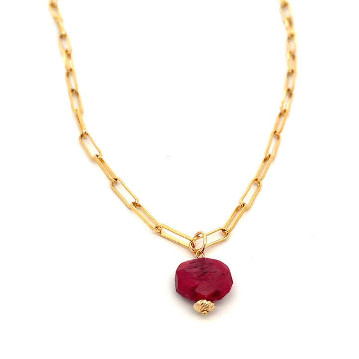 silk road - ruby barrel chain necklace - valentshop.com