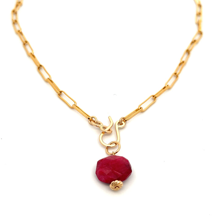 silk road - ruby barrel chain necklace - valentshop.com