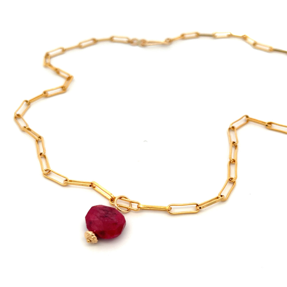 silk road - ruby barrel chain necklace - valentshop.com