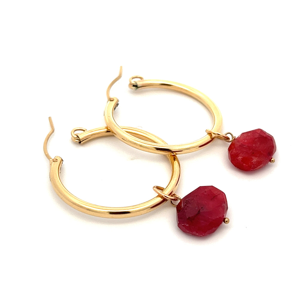 silk road - ruby barrel hoop earrings - valentshop.com