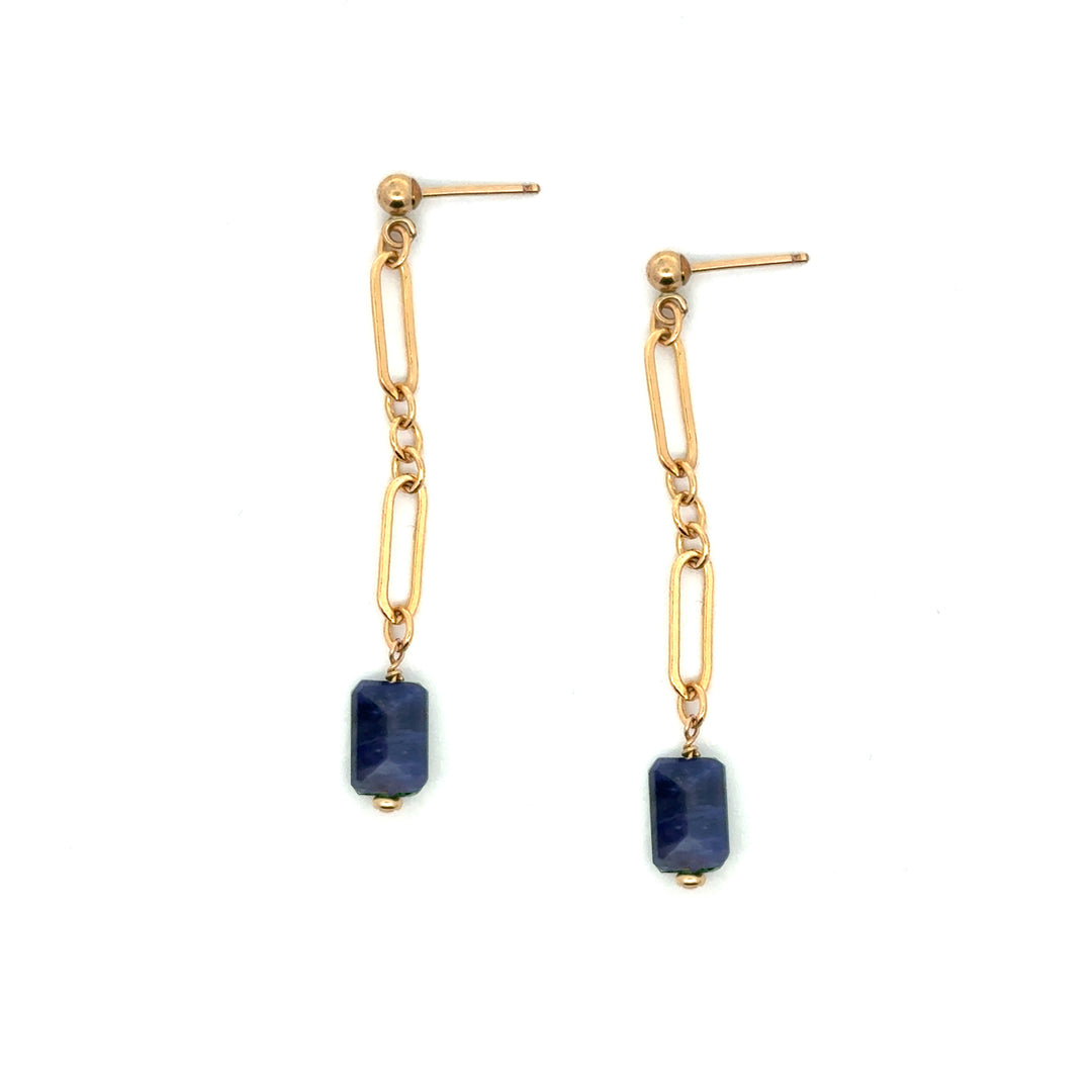 sapphire clip chain drop earrings - Valentshop Jewelry