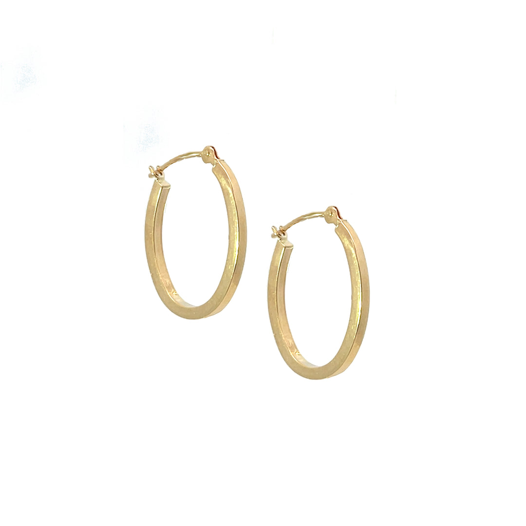 14K Flat Edge Oval Hoops, small - Valentshop Jewelry