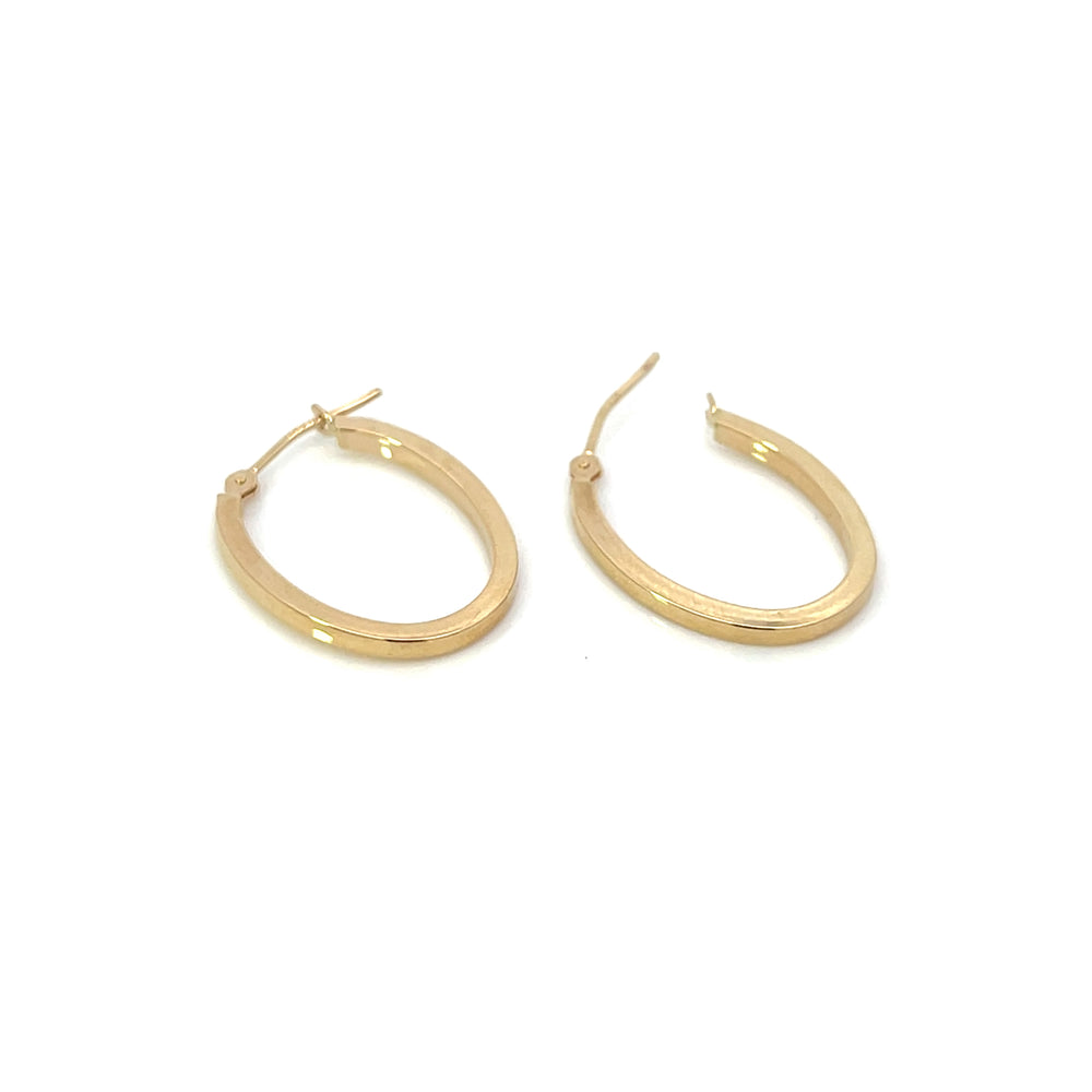 14K Flat Edge Oval Hoops, small - Valentshop Jewelry