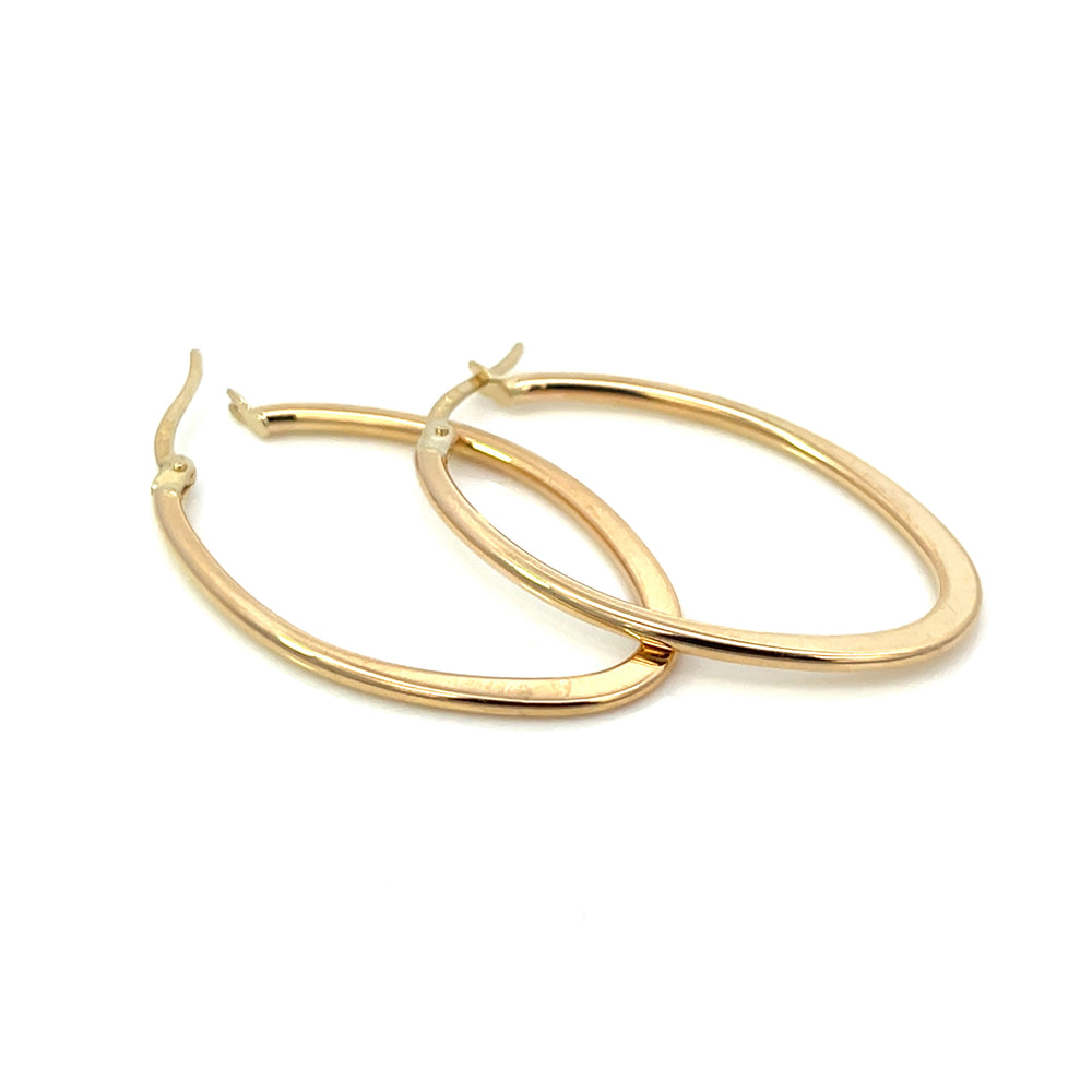14K Flat Edge Oval Hoops, large - Valentshop Jewelry