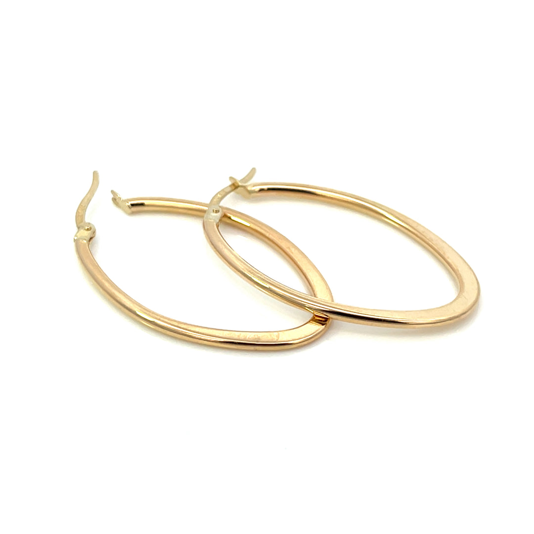 14K Flat Edge Oval Hoops, large - Valentshop Jewelry