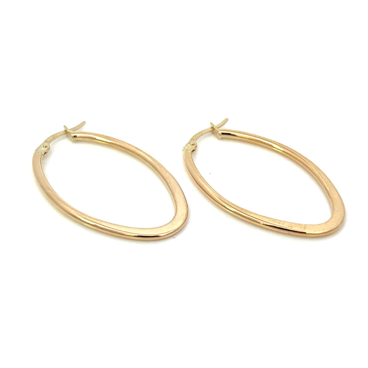 14K Flat Edge Oval Hoops, large - Valentshop Jewelry