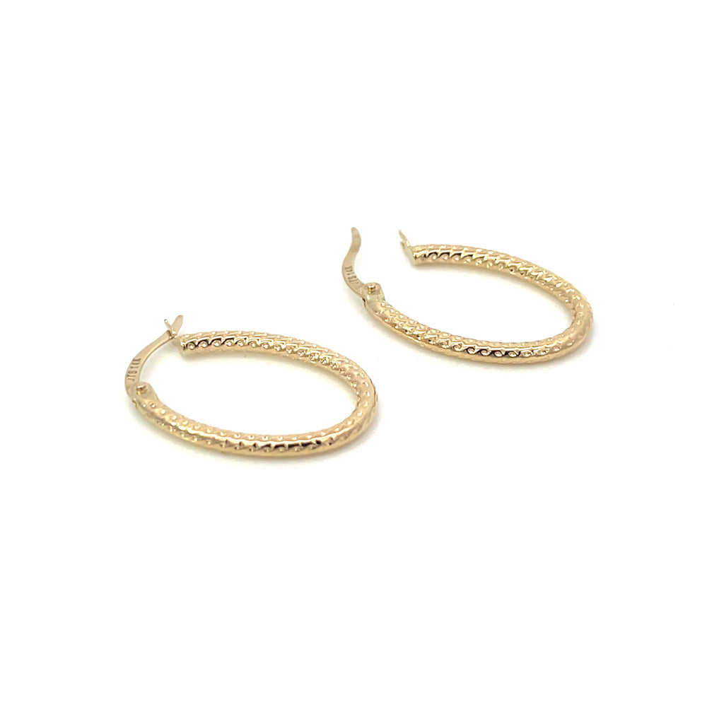 14K YG Rope Oval Hoops - Valentshop Jewelry