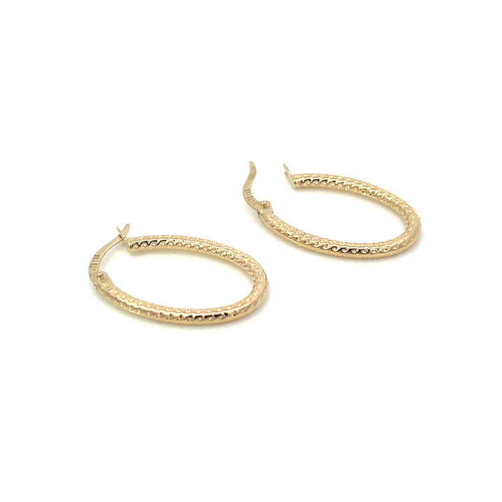 14K YG Rope Oval Hoops - Valentshop Jewelry
