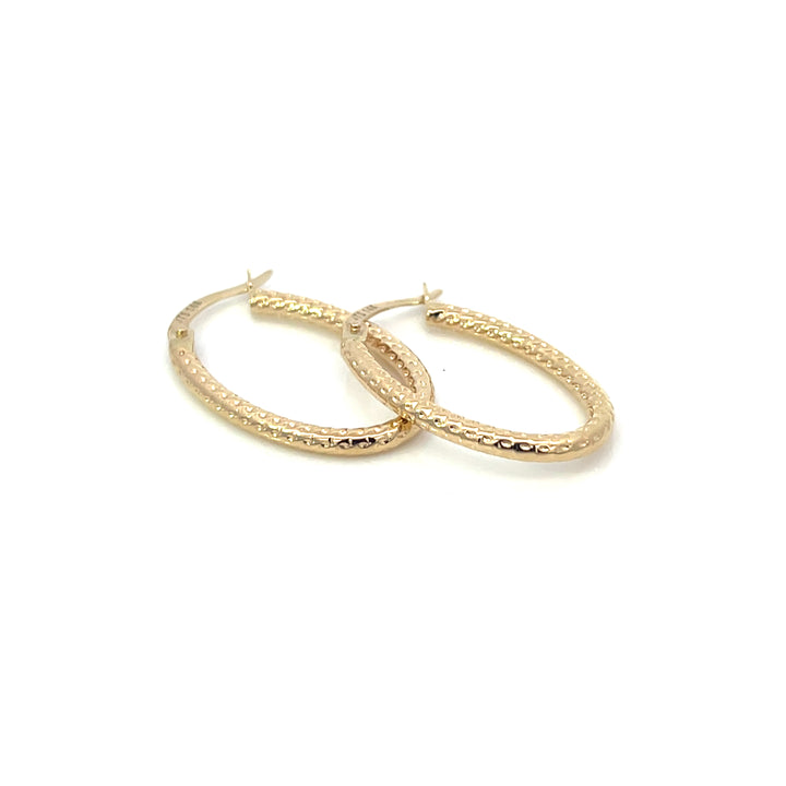 14K YG Rope Oval Hoops - Valentshop Jewelry