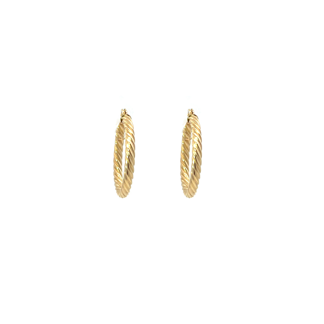 14K YG Rope Round Hoops, medium - Valentshop Jewelry