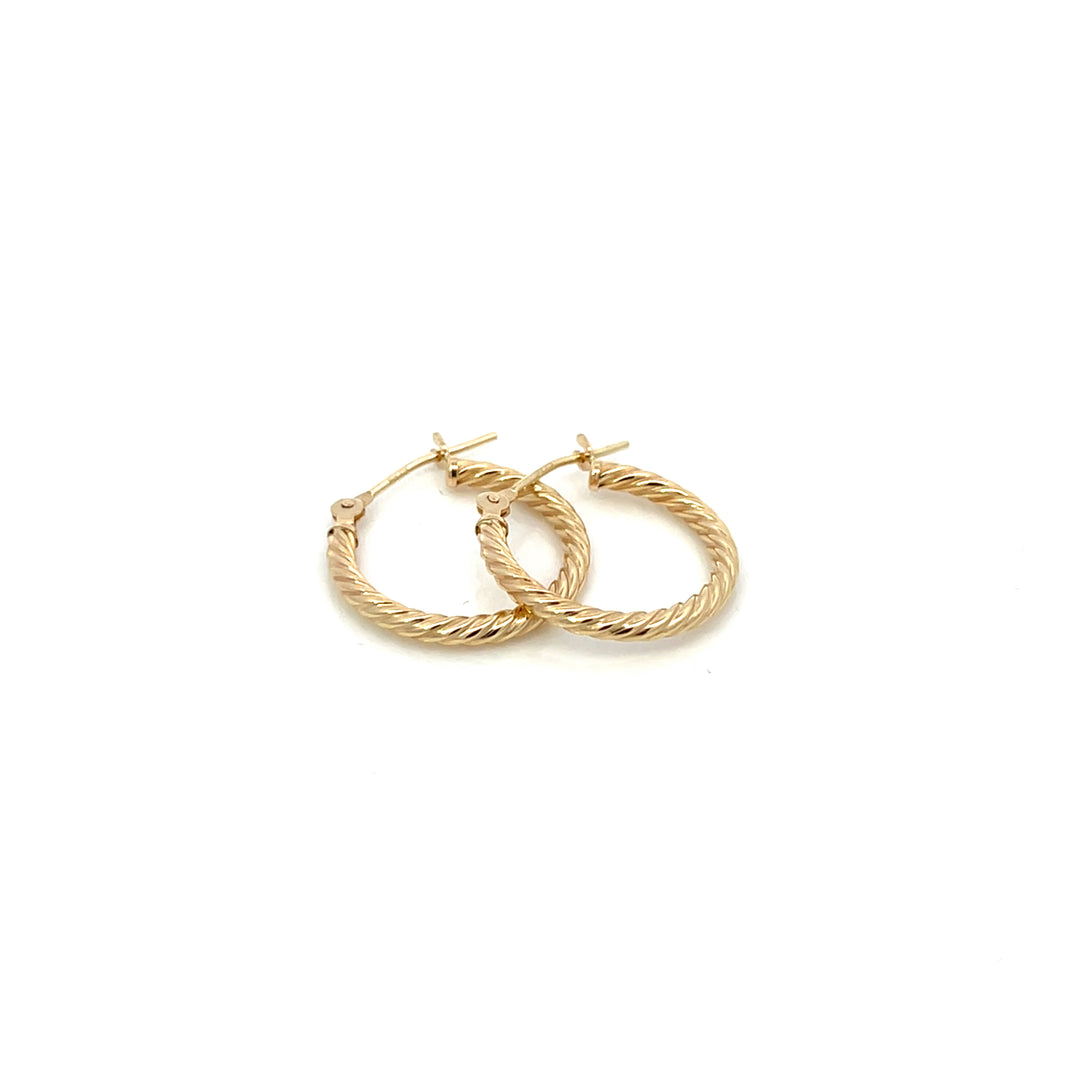 14K YG Rope Round Hoops, medium - Valentshop Jewelry