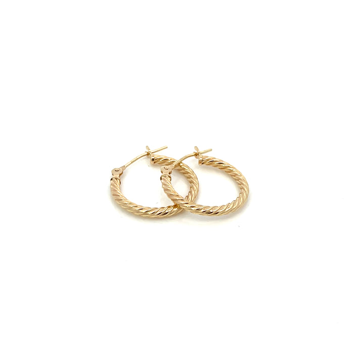 14K YG Rope Round Hoops, medium - Valentshop Jewelry