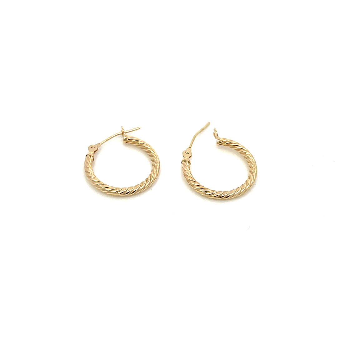 14K YG Rope Round Hoops, medium - Valentshop Jewelry