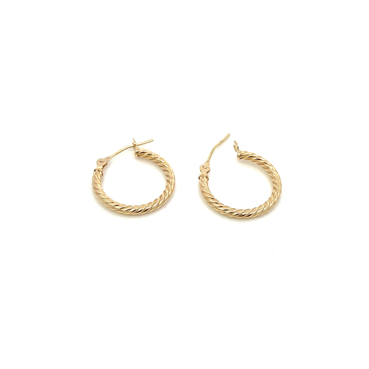 14K YG Rope Round Hoops, medium - Valentshop Jewelry