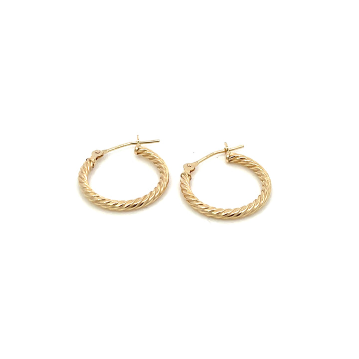 14K YG Rope Round Hoops, medium - Valentshop Jewelry