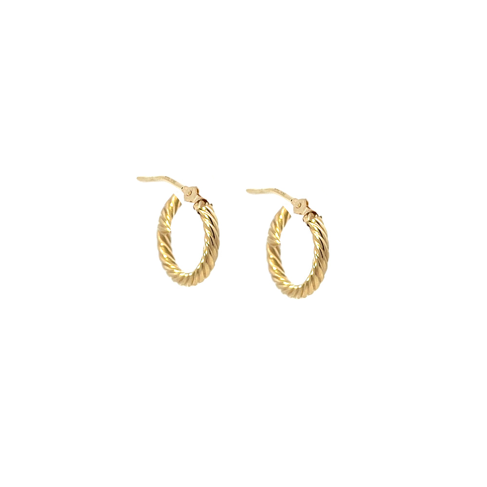 14K YG Rope Round Hoops, small - Valentshop Jewelry