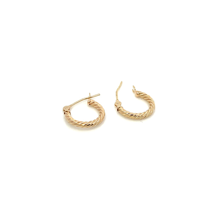 14K YG Rope Round Hoops, small - Valentshop Jewelry