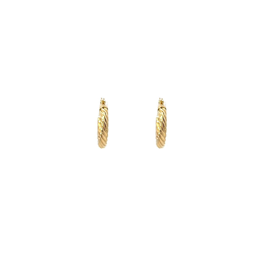14K YG Rope Round Hoops, small - Valentshop Jewelry