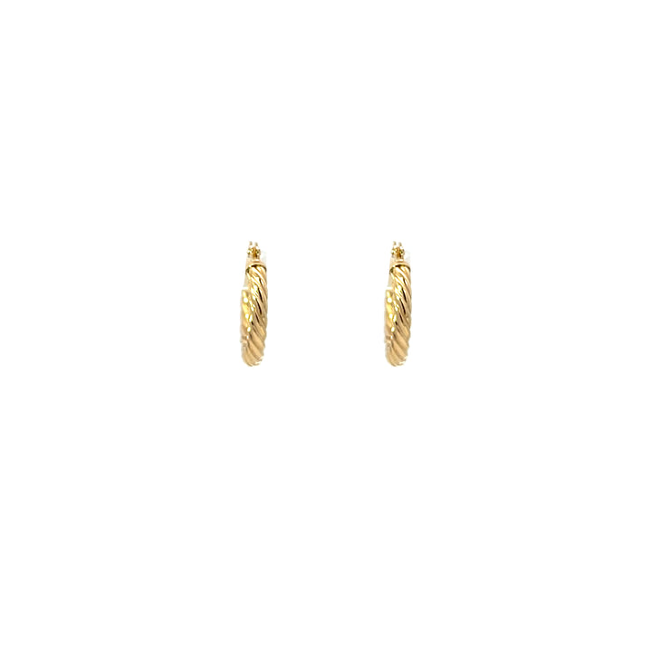 14K YG Rope Round Hoops, small - Valentshop Jewelry