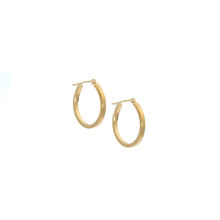 14K YG Flat Edge Round Hoops, small - Valentshop Jewelry
