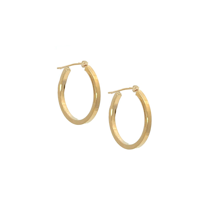14K YG Flat Edge Round Hoops, medium - Valentshop Jewelry