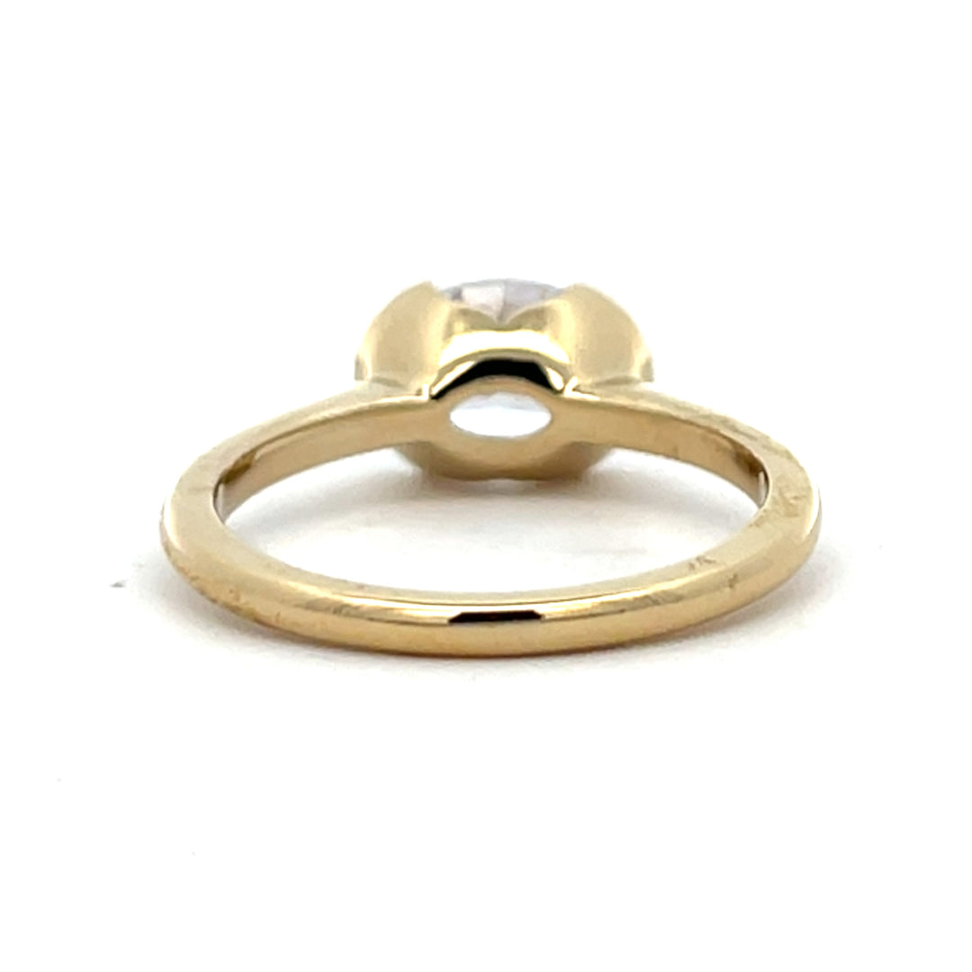 1.75 ct oval diamond half bezel solitaire engagement ring - Valentshop Jewelry