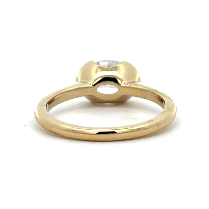 1.75 ct oval diamond half bezel solitaire engagement ring - Valentshop Jewelry