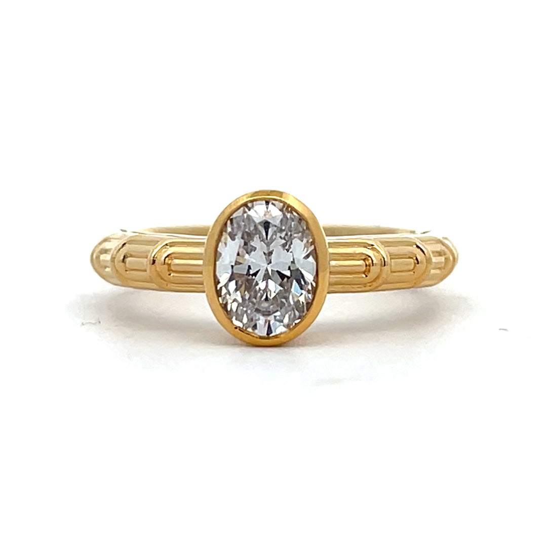 1 ct oval diamond deco bezel engagement ring - Valentshop Jewelry