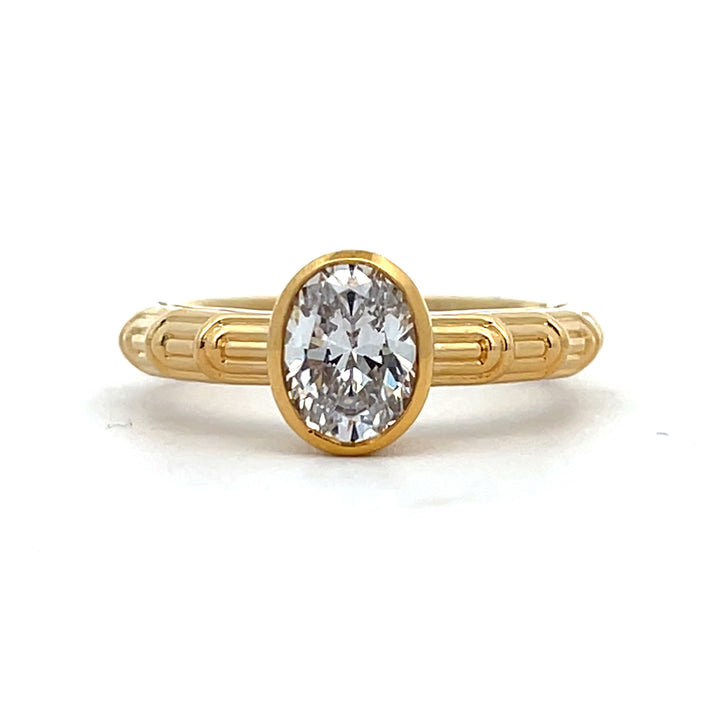 1 ct oval diamond deco bezel engagement ring - Valentshop Jewelry