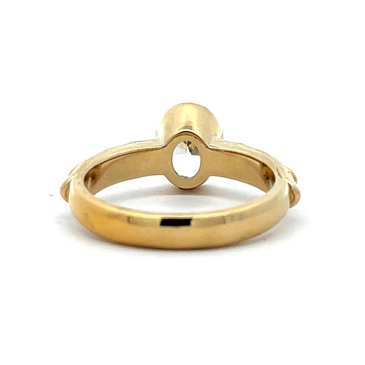 1 ct oval diamond deco bezel engagement ring - Valentshop Jewelry