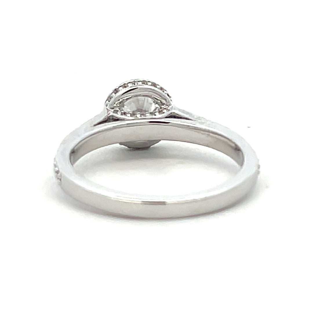 1 1/4 ctw round diamond hidden halo bezel pave cathedral engagement ring - Valentshop Jewelry