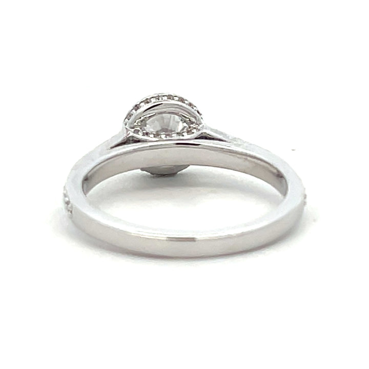 1 1/4 ctw round diamond hidden halo bezel pave cathedral engagement ring - Valentshop Jewelry