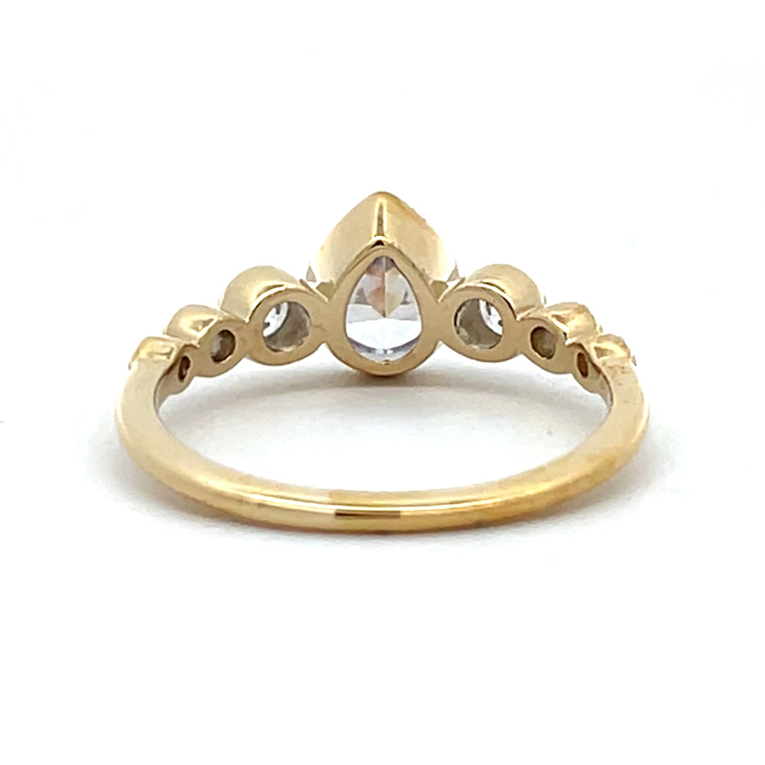 1 ctw pear diamond 7-stone bezel engagement ring - Valentshop Jewelry